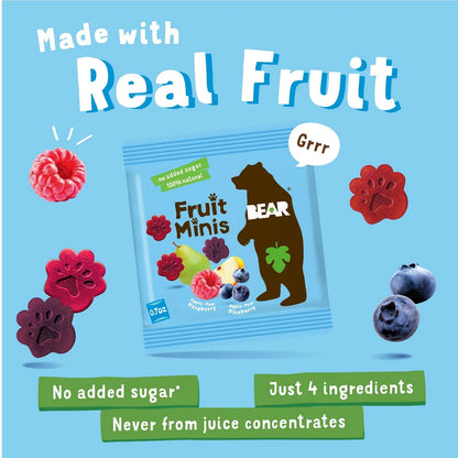 Pack of 18 Bear Real Fruit Snack Minis - Raspberry/Blueberry