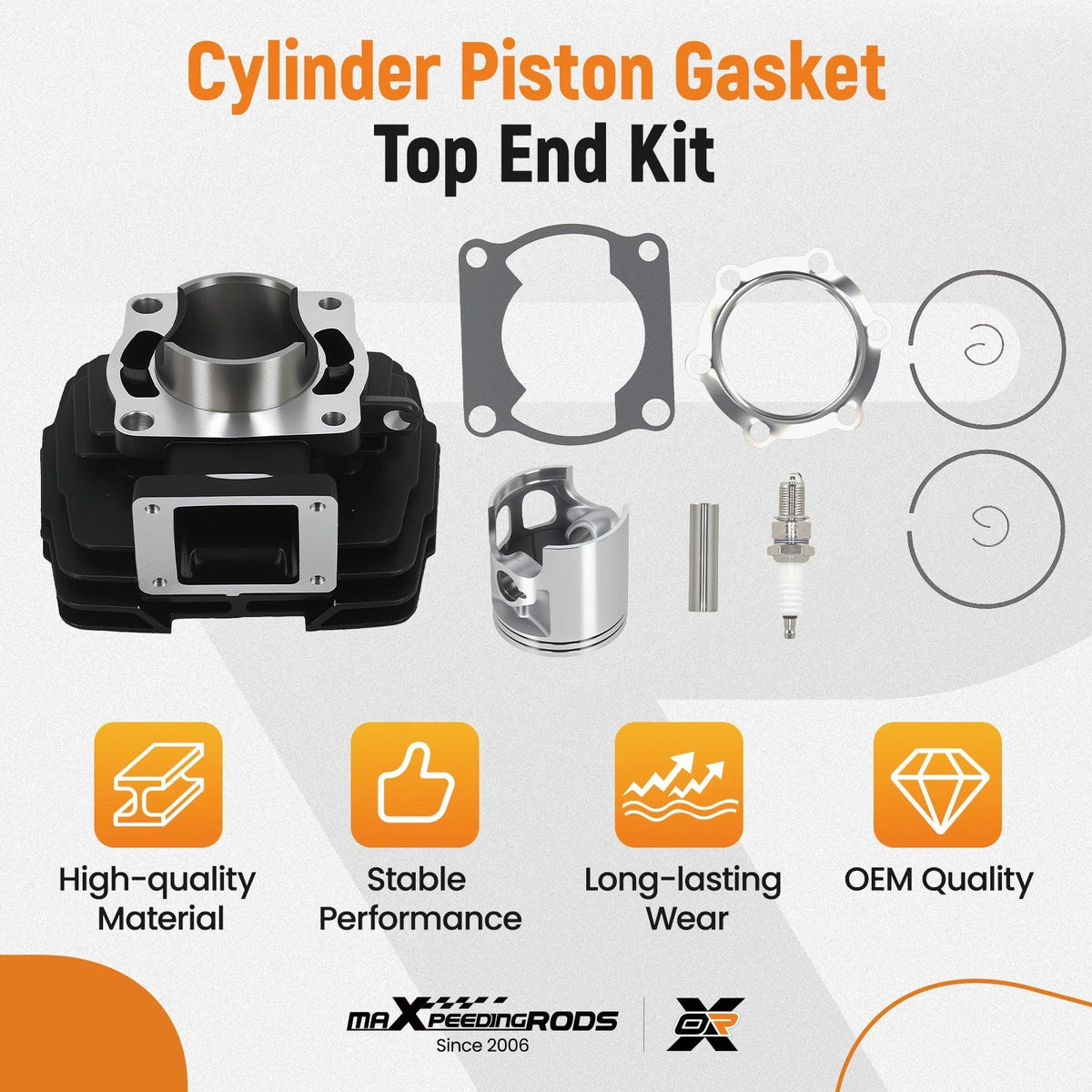 Top End Rebuild Kit with Cylinder Piston Gasket 66mm for Yamaha DT175 MX175 (1978–2014)