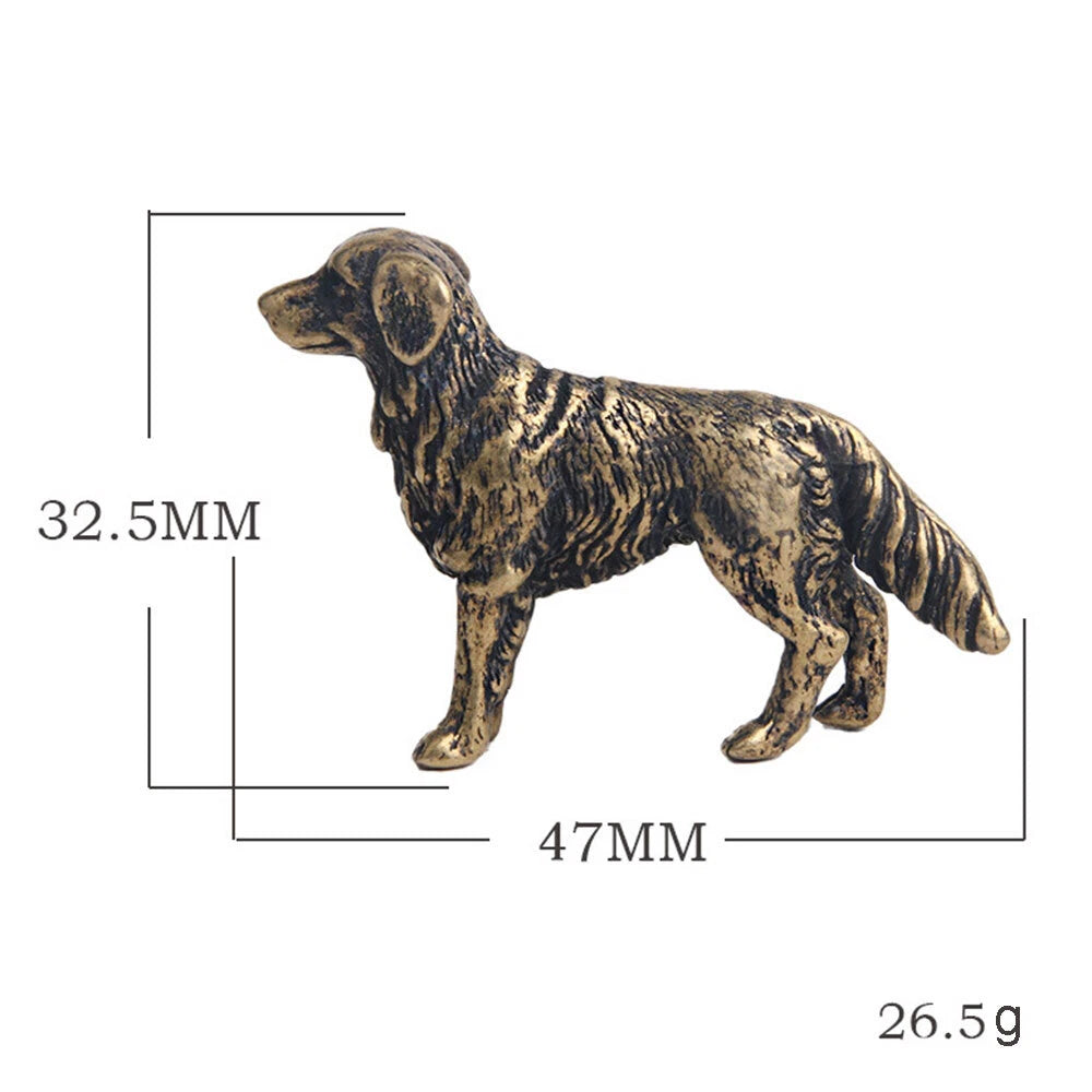 Small Dog Statue Solid Brass Figurine for Home Decoration
