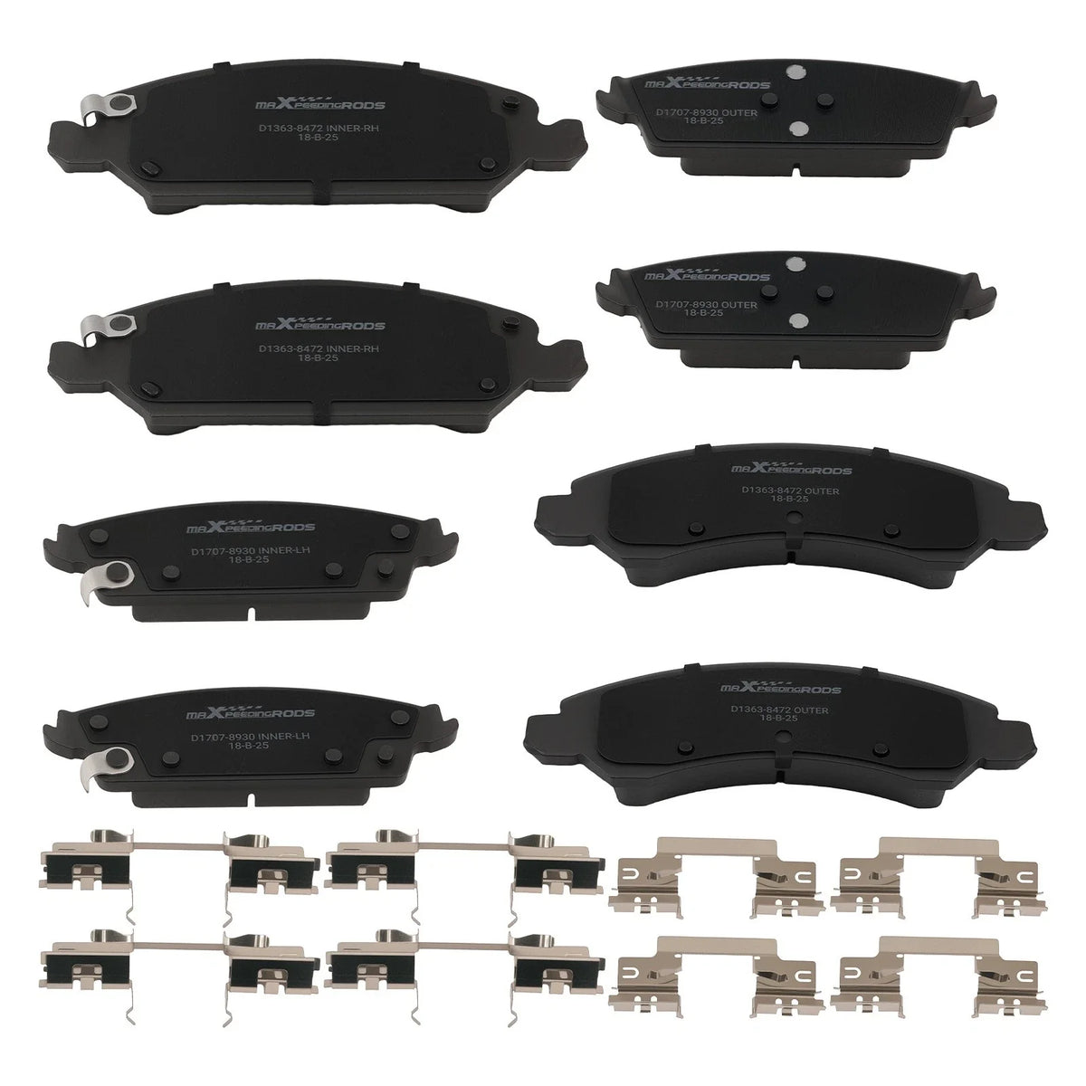 Set of 4 Ceramic Brake Pads for Chevrolet Silverado 1500 (2014–2018) P-1363 P-1707
