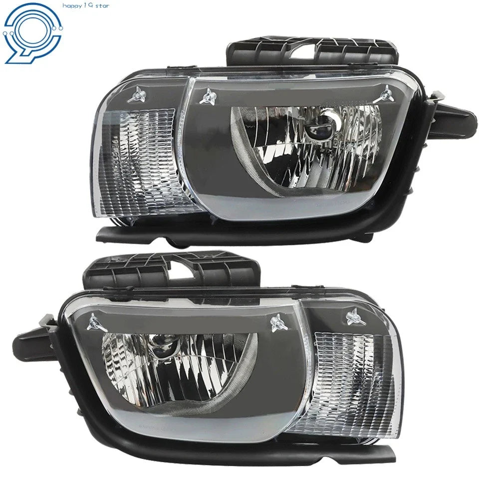 Set of 2 Halogen Headlights for Chevrolet Camaro (2010–2013) Black Housing