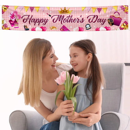Mother's Day Fence Banner Decoration for Yard Party Supplies