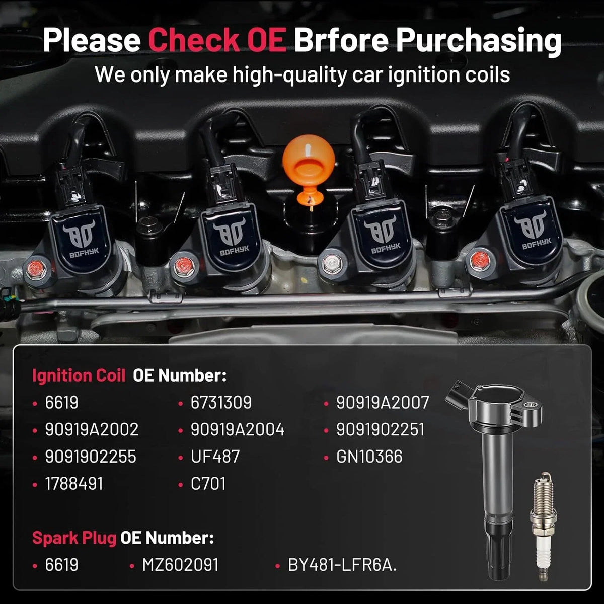 6x Ignition Coils + Spark Plugs for Toyota RAV4, Camry V6 3.5L, Avalon 2.5L UF487