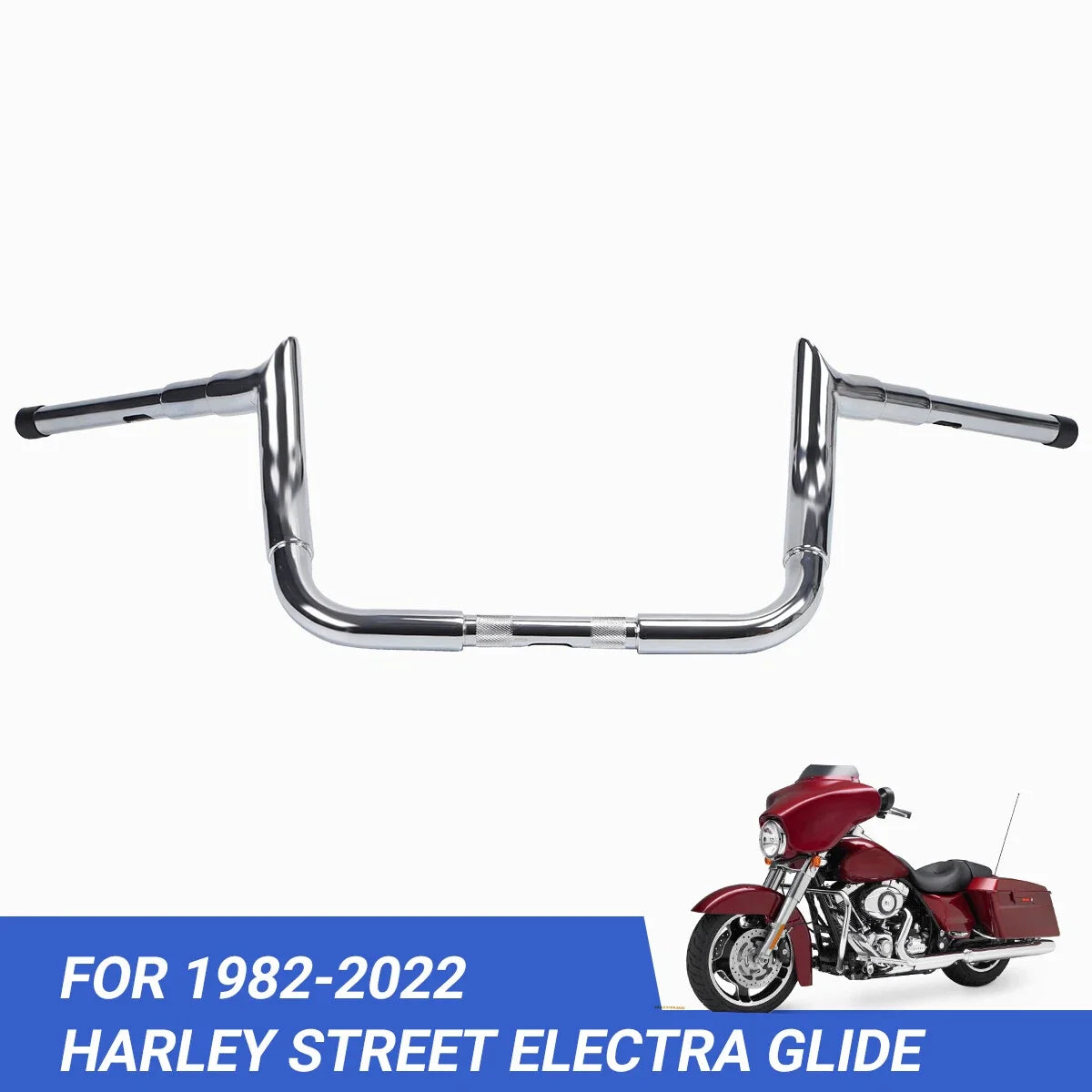 10" Chrome Meathook Ape Hanger Handlebar for Harley Street Electra Glide (1982–2022)