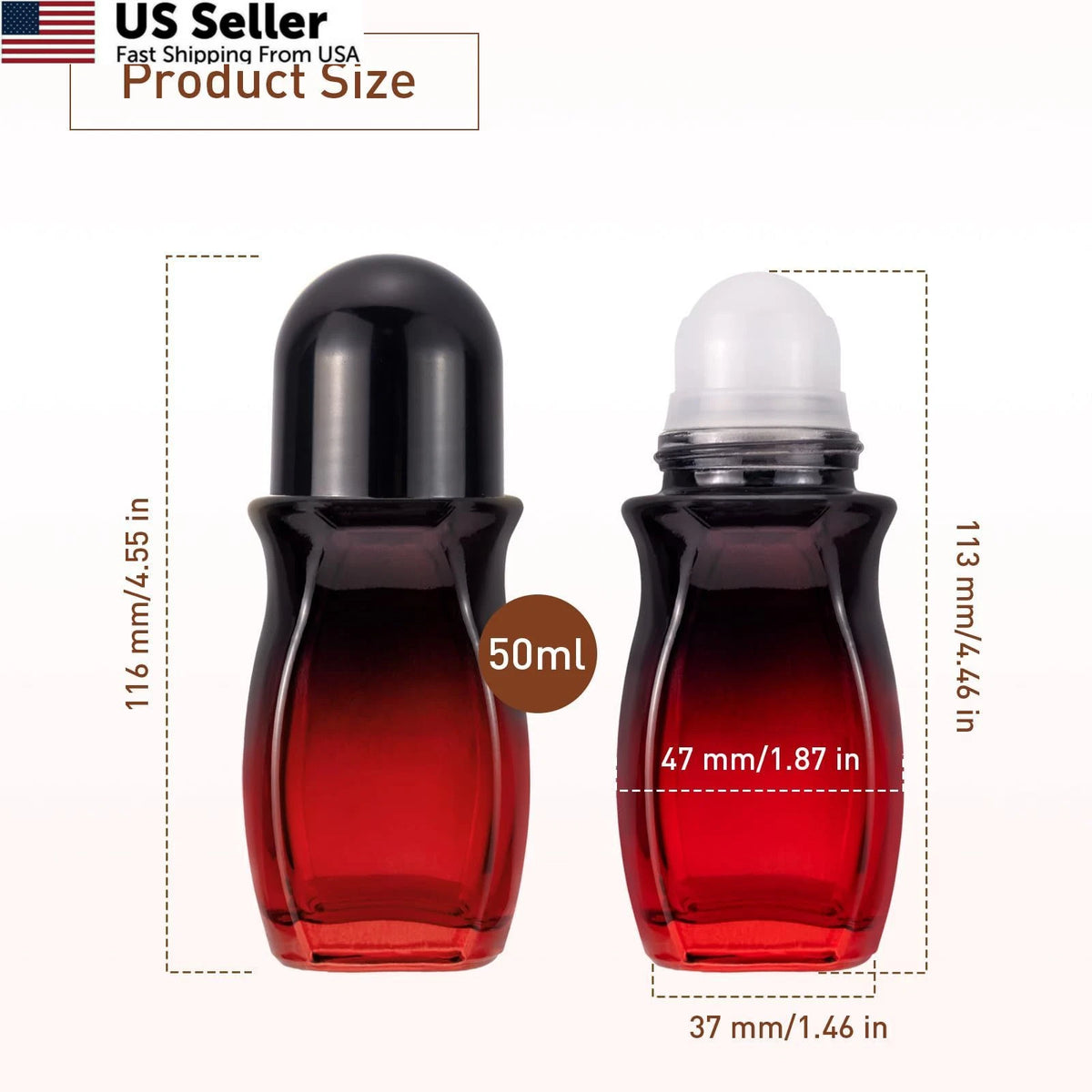 3-Pack Glass Deodorant Roller Bottles for Various Uses (50ML)