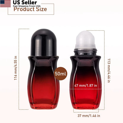 3-Pack Glass Deodorant Roller Bottles for Various Uses (50ML)
