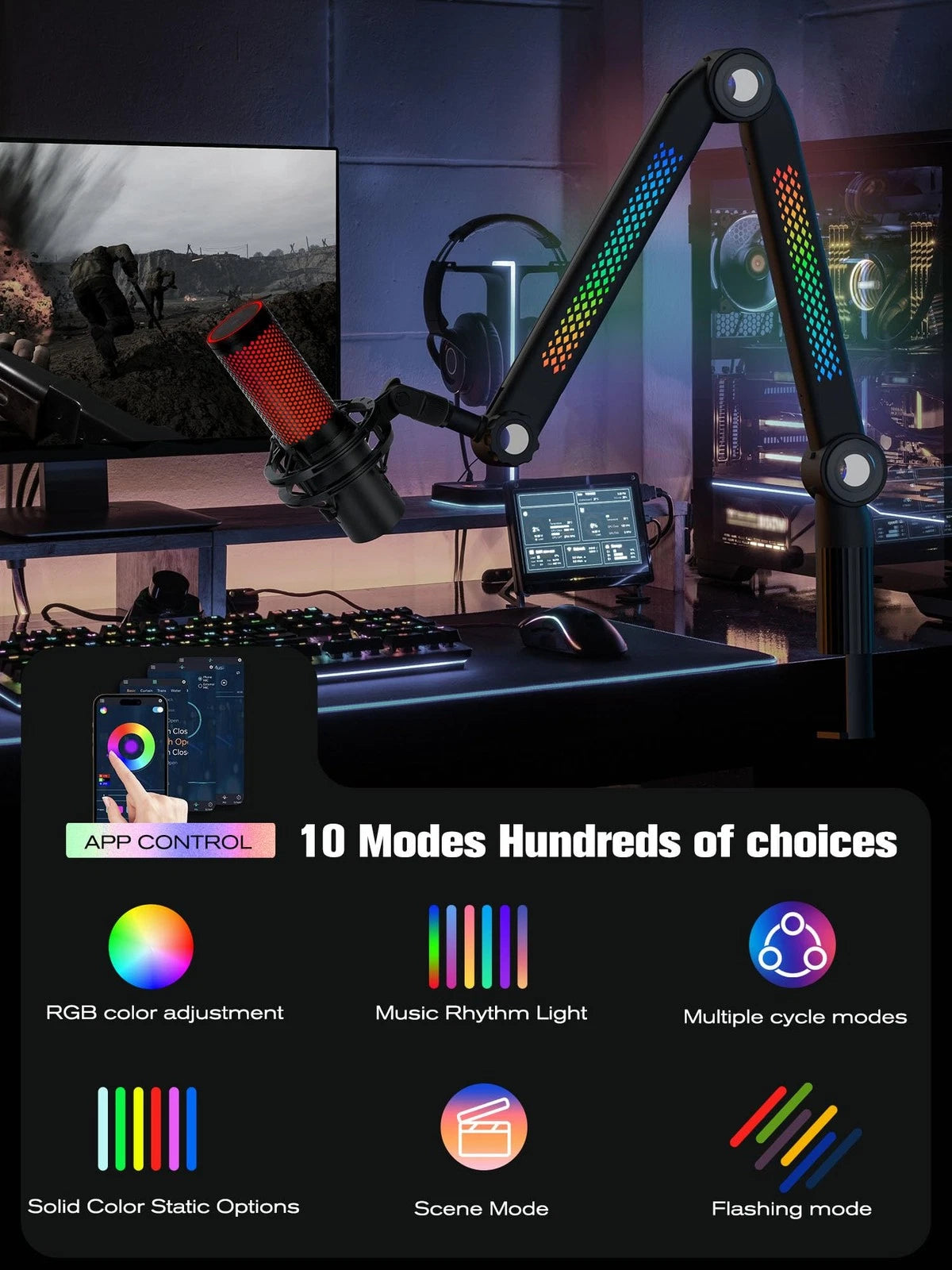 Adjustable RGB Mic Arm for Universal Use (2010–2023)
