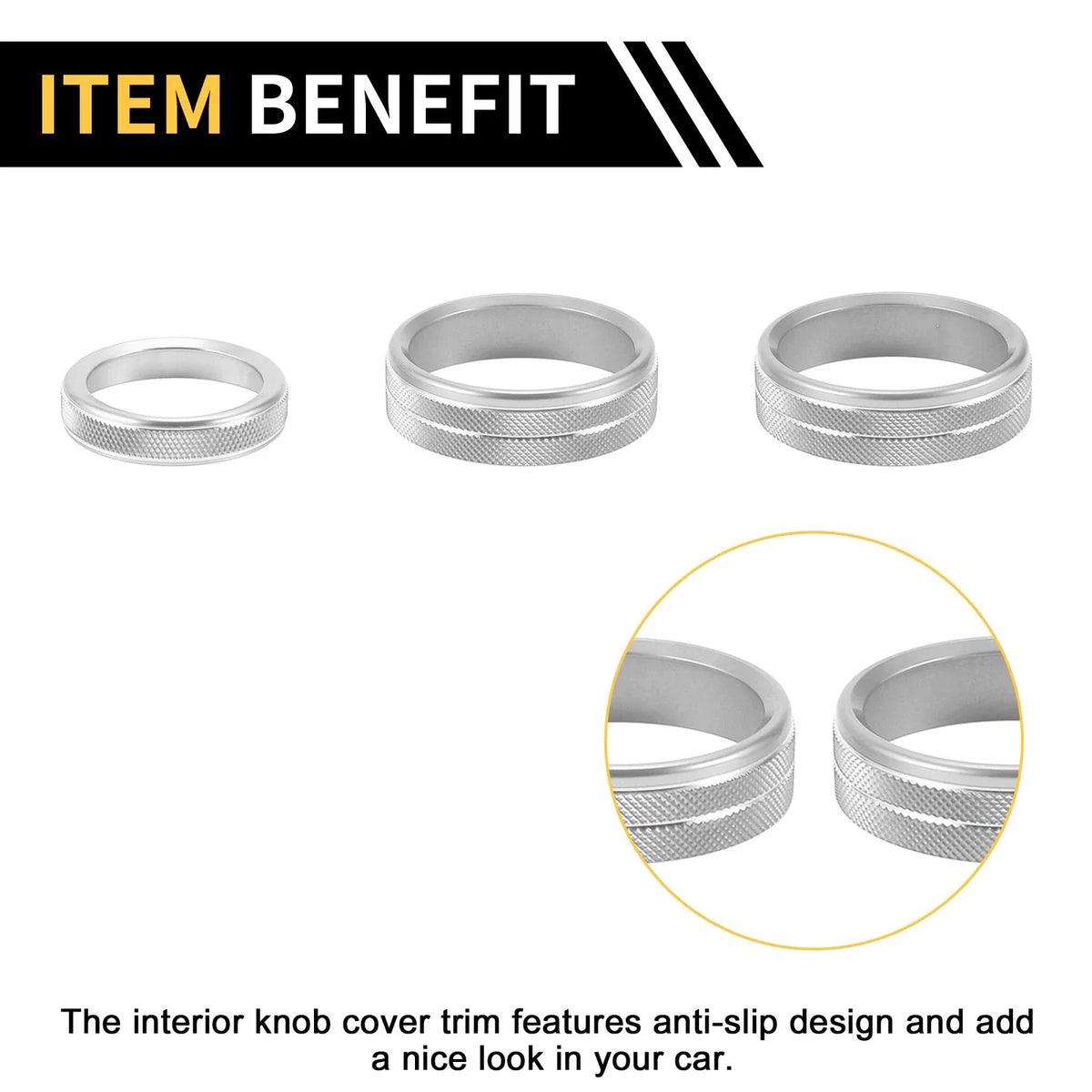 Air Conditioner Switch Knob Cover Ring for Ford F-150 (2015–2023) Silver Tone