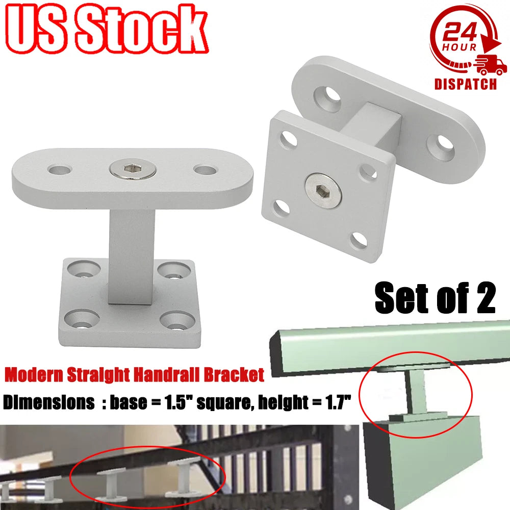 Straight Handrail Support Bracket for Modern Applications (1.7")