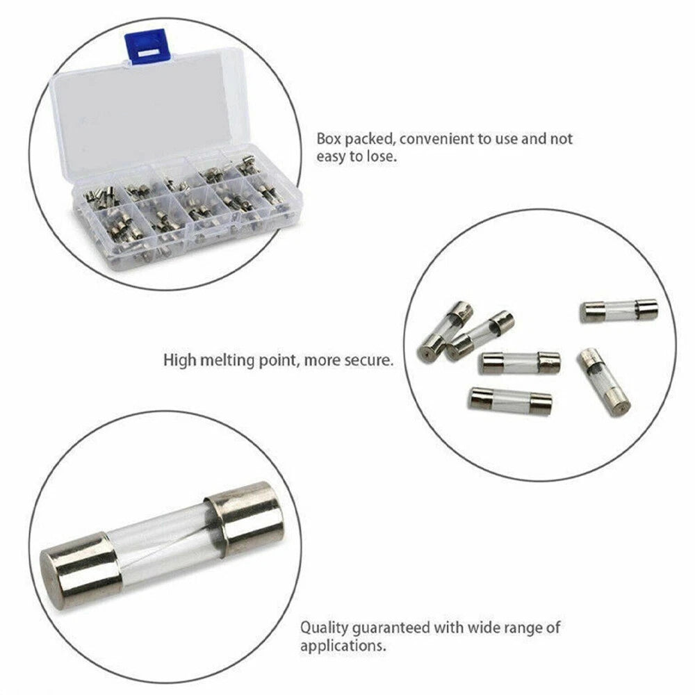 100PC Glass Tube Fuse Kit & 10PC Panel Mounted Fuse Holder