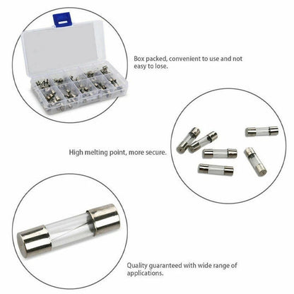 100PC Glass Tube Fuse Kit & 10PC Panel Mounted Fuse Holder
