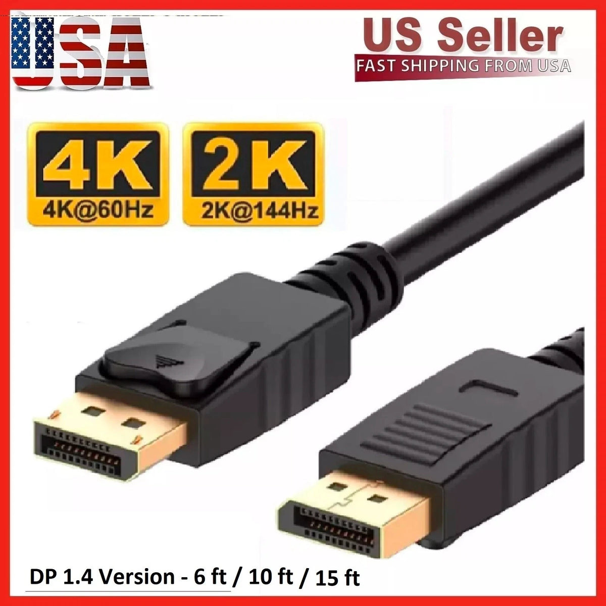 Displayport to Display Port Cable DP Male to Male 4K HD 6ft/10ft