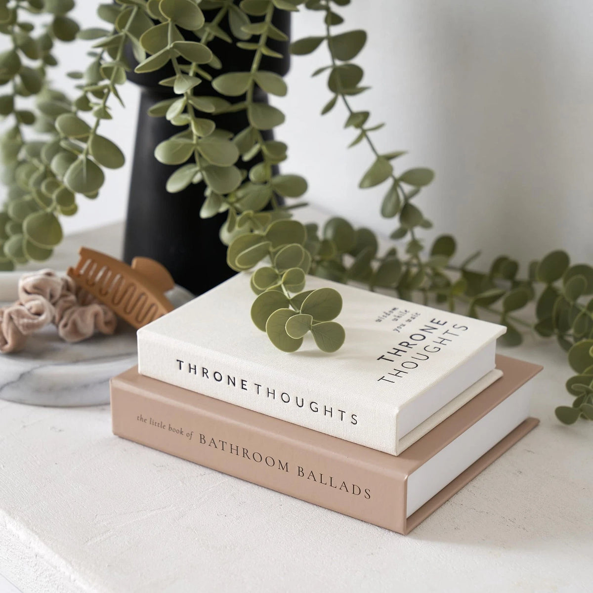 Set of 2 Bathroom Decor Books 6.3x5.2 inches, Oat-Beige