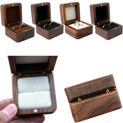 Wooden Double Ring Display Box for Engagement Wedding Couples