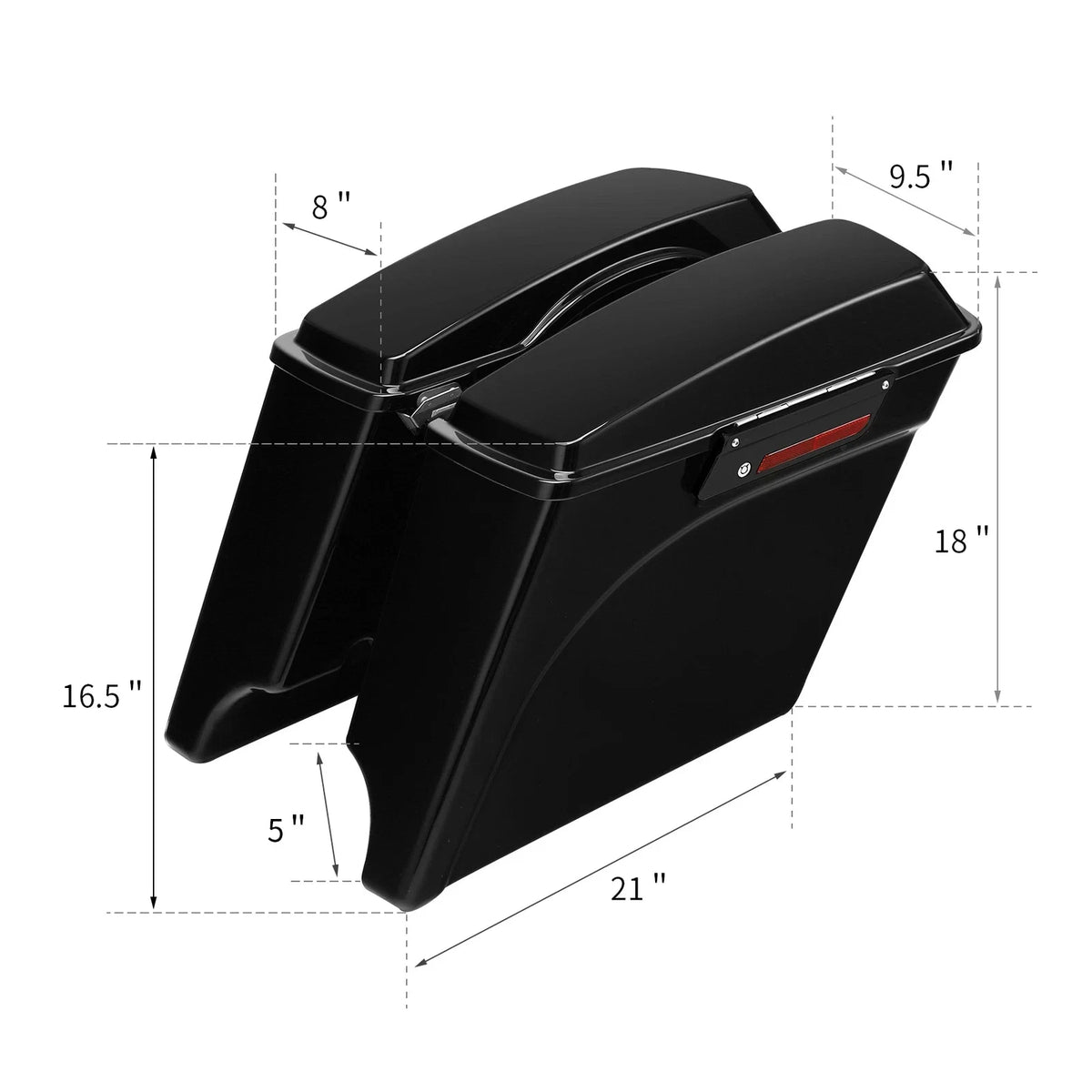 5" Stretched Extended Hard Saddle Bags + Conversion Brackets for Harley Softail