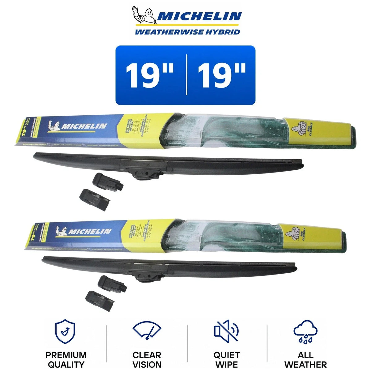 Set of 2 Wiper Blades for Mazda MX-6 (1988–1992) - Michelin WeatherWise Hybrid 19"