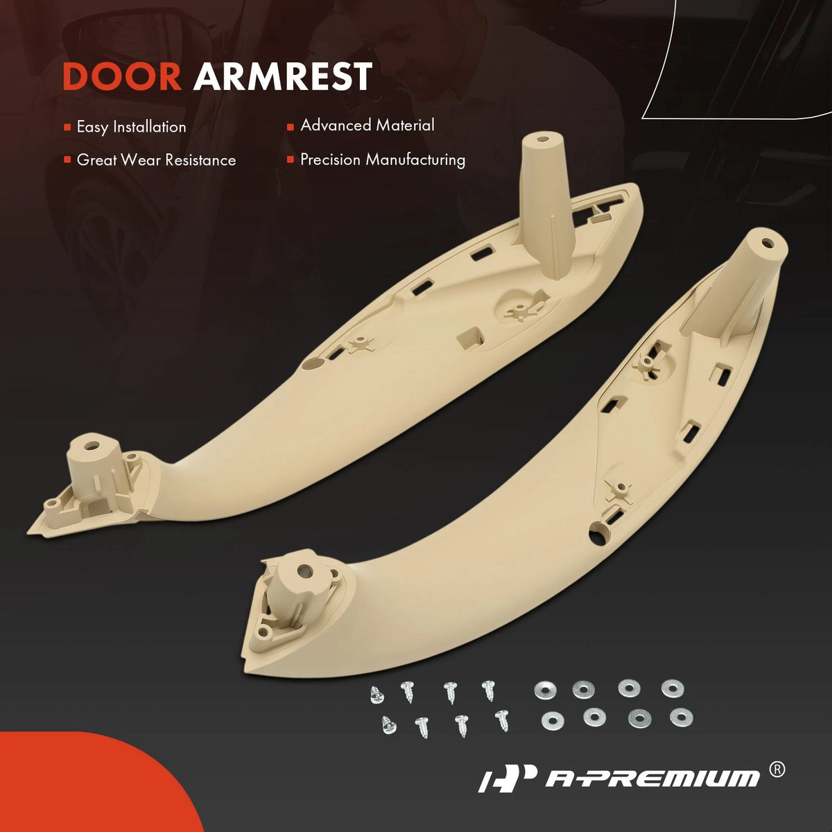 2X Beige Interior Door Pull Handle Trim for BMW 328i 428i 430i (2012–2016) 51417279315, 51417279316