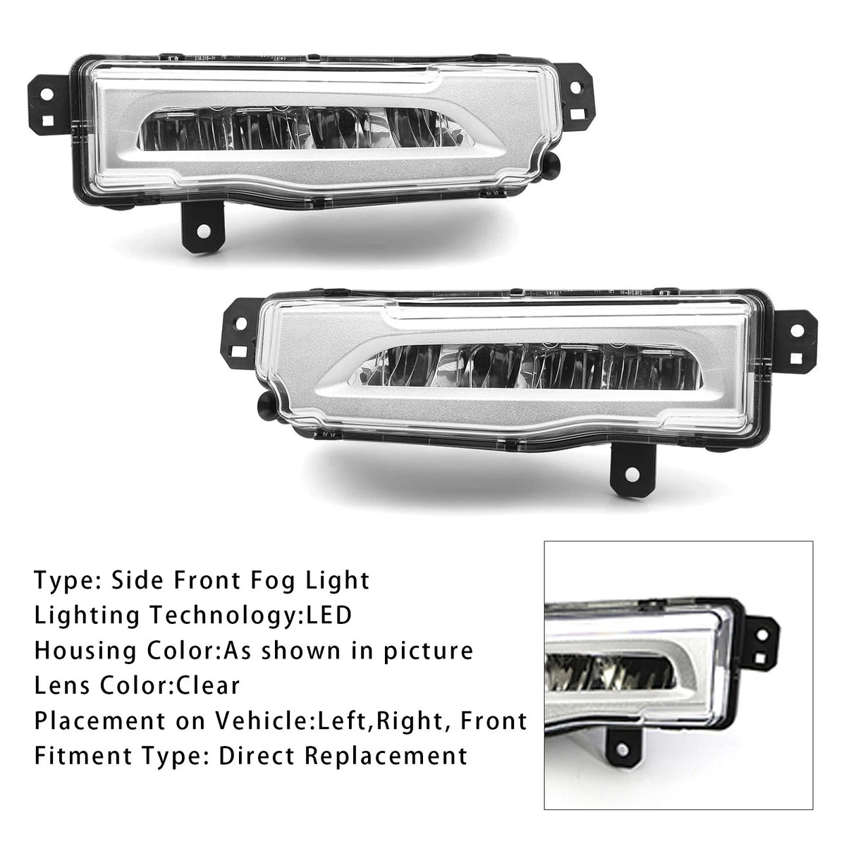 Pair LED Front Bumper Fog Lights for BMW X5 (2018–2022) 63177406365, 63177406366