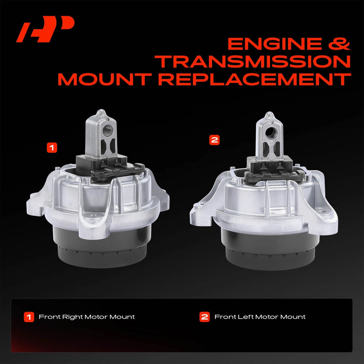 2X Front Engine Motor Mount for BMW 528i 535i 640i (2011–2016) 22116786528, 22116777365, A4089, A4090