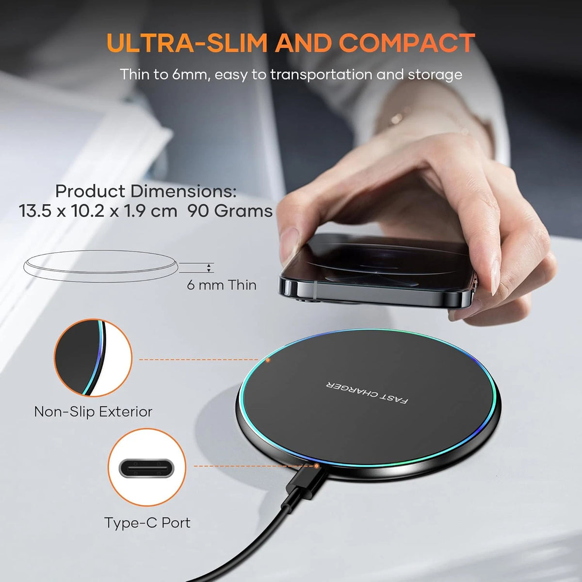 Wireless Fast Charger Pad Dock for Samsung Phones (2015–2023)