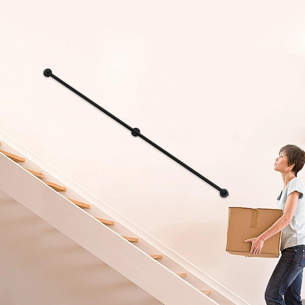 7ft Wall Mount Hand Rail for Staircase (Industrial)