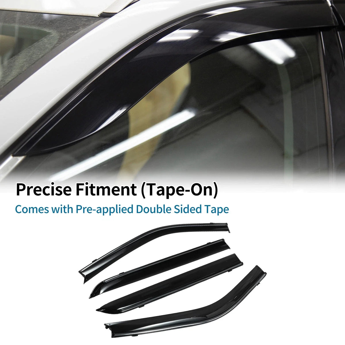 Set of 4 Window Deflectors for Nissan Kicks (2018) - Black Vent Visors