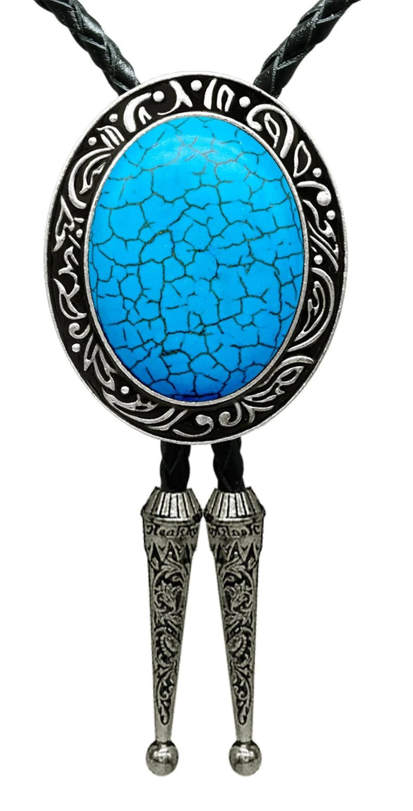 Bolo Tie for Western Style (Natural Colors, Blue Turquoise)