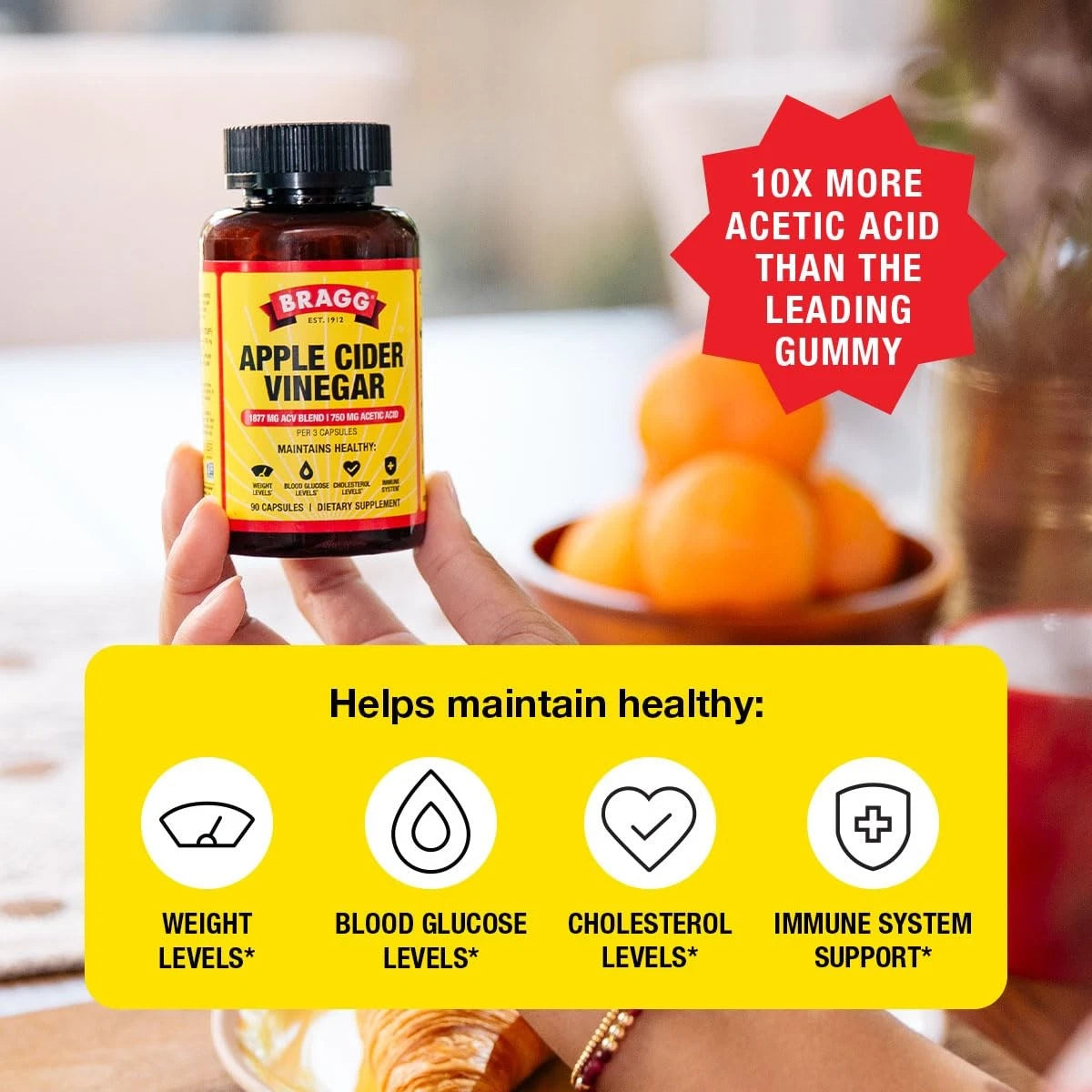 2X Bragg Organic Apple Cider Vinegar Capsules with Vitamin 90 Count