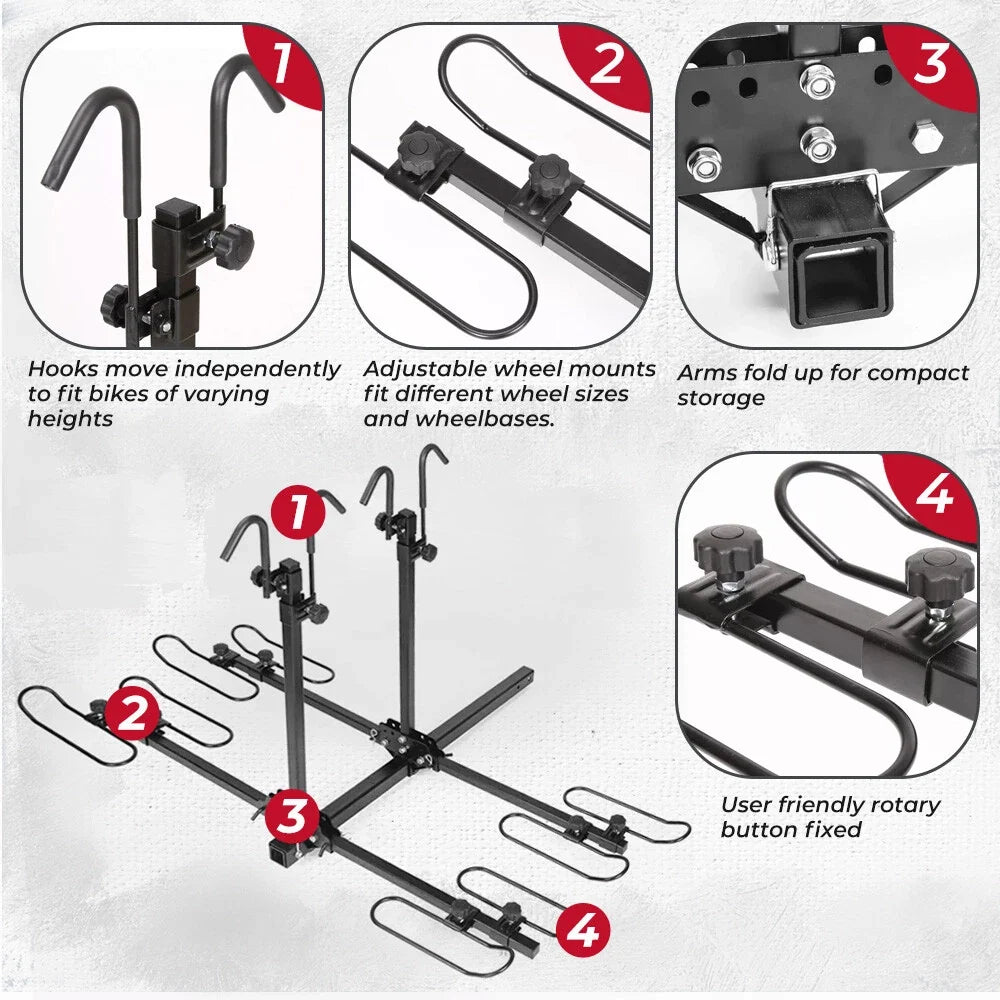 Hitch Mount 4-Bike Rack Carrier for Car SUV (240lbs Capacity)