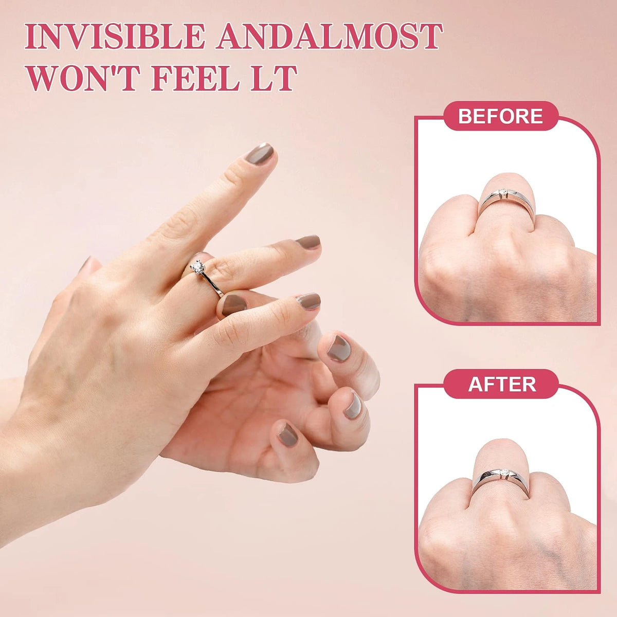 12 Pack Ring Sizer for Loose Rings - Invisible Clear