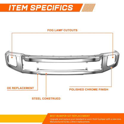 Front Bumper Face Bar for Ford F250 F350 Super Duty (2020–2022) w/Fog Light Holes