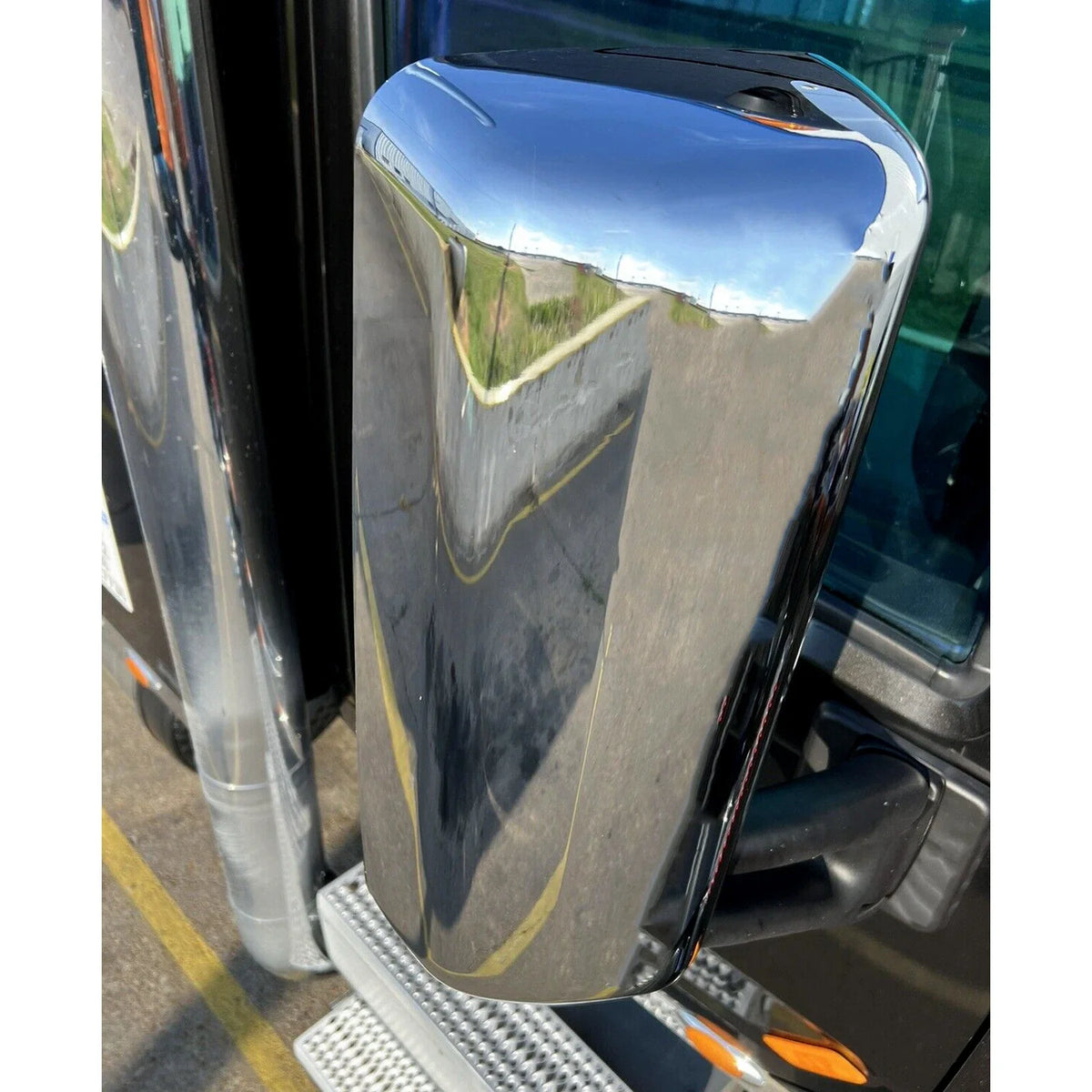 Set of 2 Door Mirror Cover Caps for Peterbilt 567 587 (Chrome)