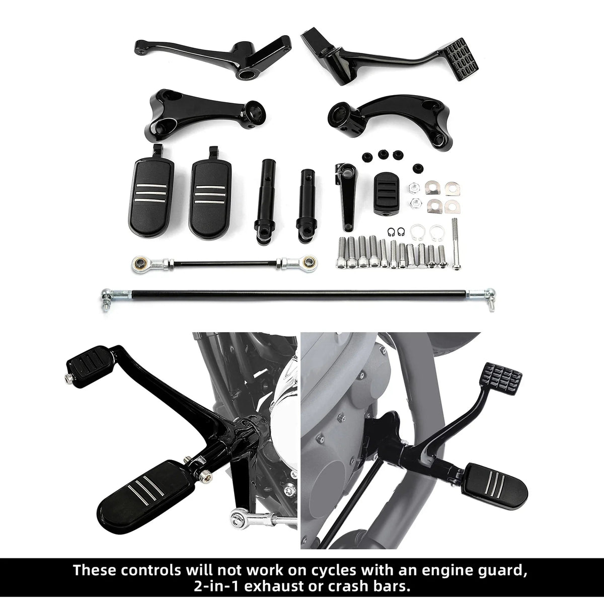 Forward Control Pegs Linkage Levers for Harley Sportster XL883 XL1200 (2004–2013) Black