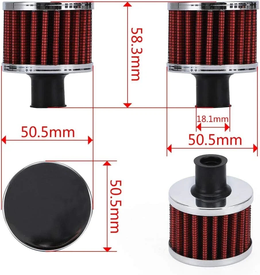 2X Cold Air Intake Filter for Turbo Vent Crankcase Valve Cover (Universal)