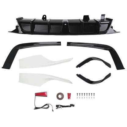 Gloss Black LED Rear Bumper Diffuser + White Corner Spat for Honda Accord (2018–2022)