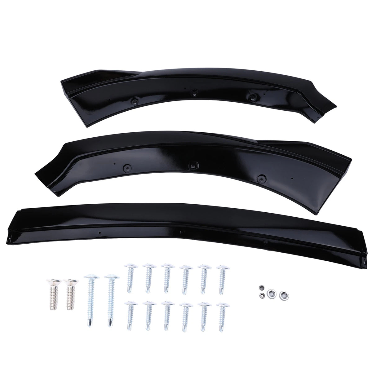3X Front Bumper Lip Spoiler Splitter for Ford Mustang (2015–2017) Glossy Black