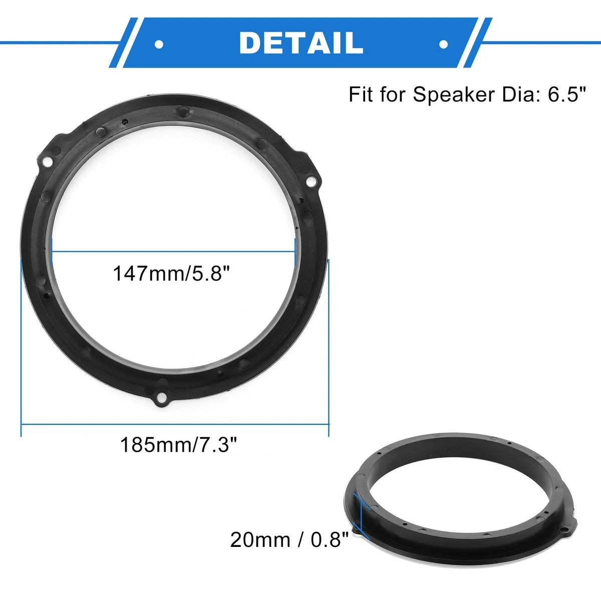 2X Speaker Spacer Ring for Ford Fiesta (6.5")