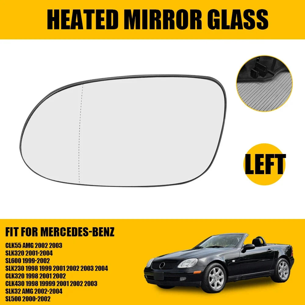 Heated Rearview Mirror Glass w/Backing for Mercedes-Benz CLK320 CLK430 (H)