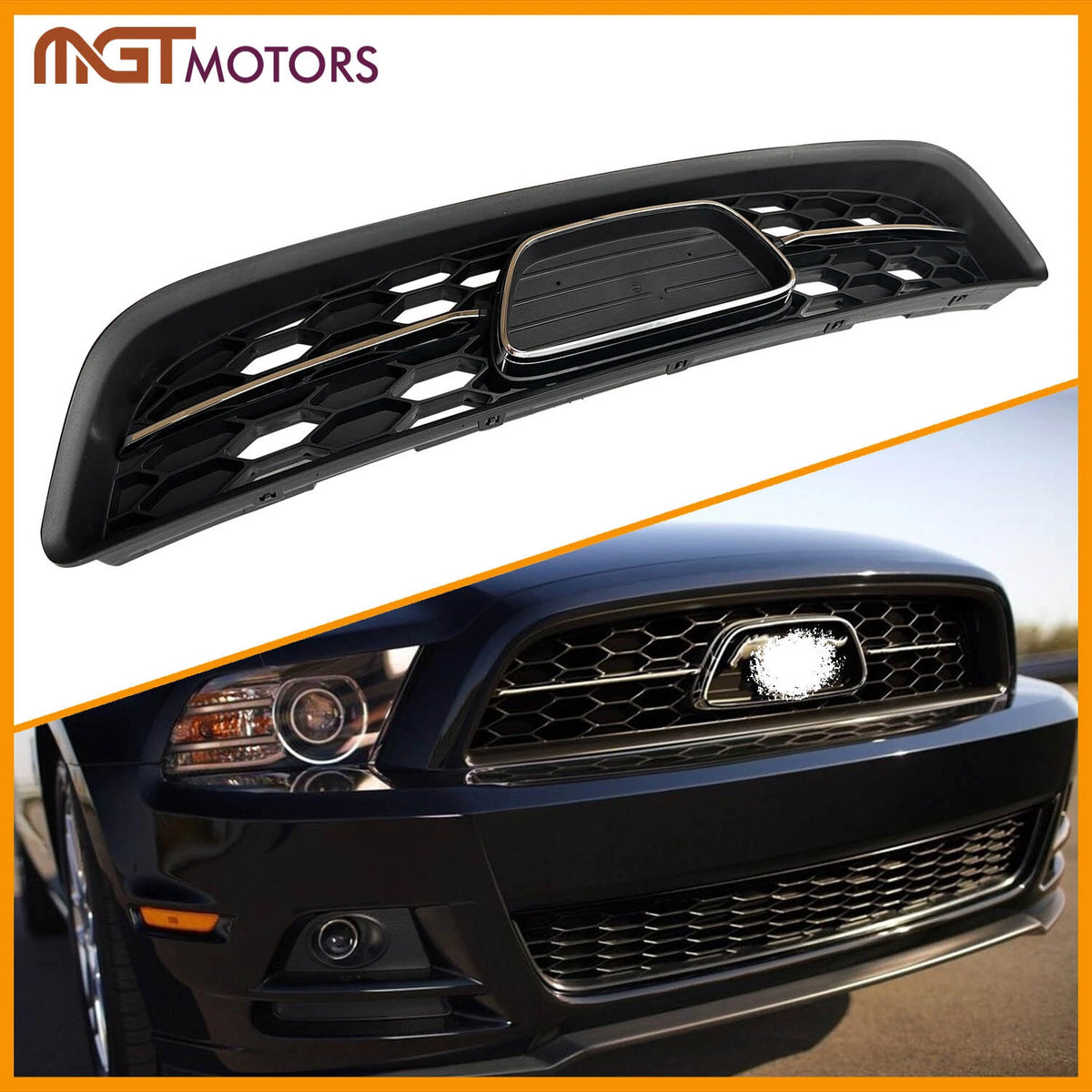 Chrome Grille Shell with Black Insert for Ford Mustang (2010–2012) 102162, AR3Z8200AD, FO1200527