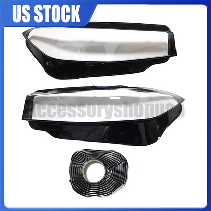 Front Lamp Clear Headlight Cover + Sealant Glue for BMW 3-Series G20 G28 (2023–2024)