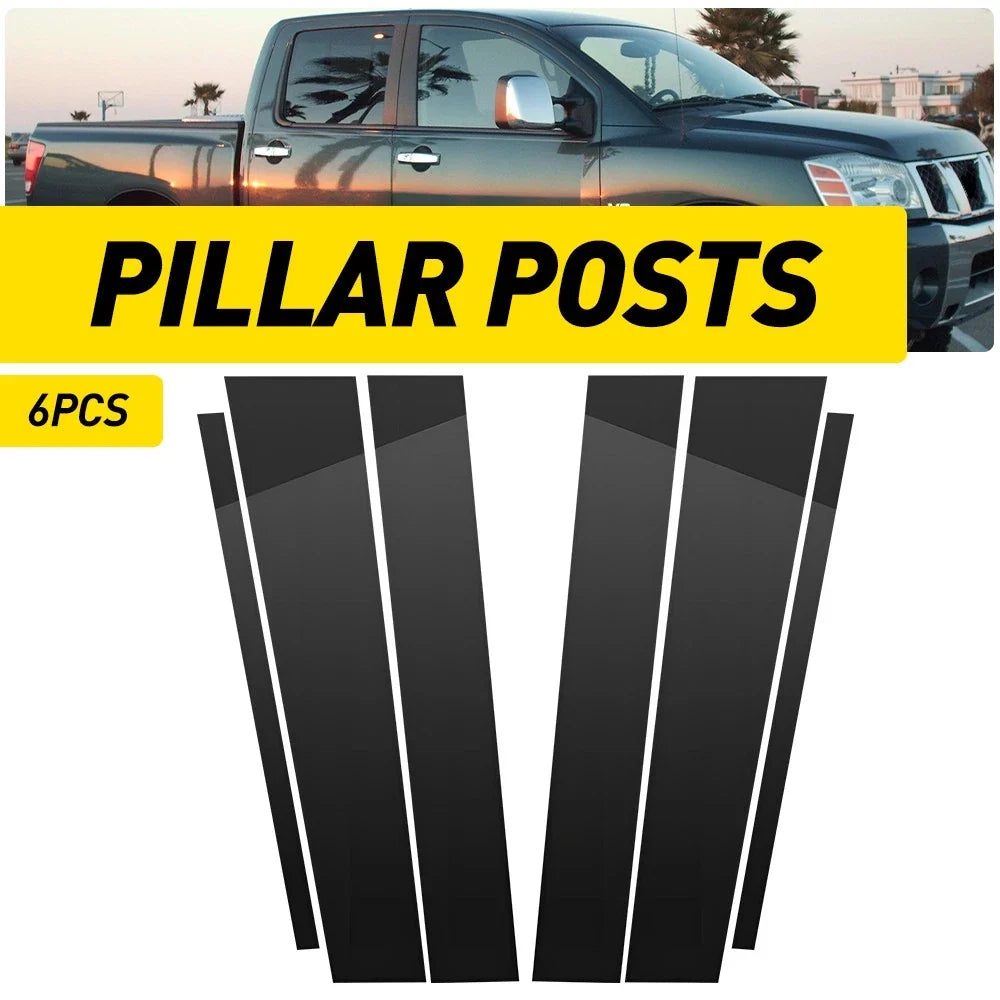 Set of 6 Door Trim Covers for Nissan Titan Crew Cab (2004–2015) Black