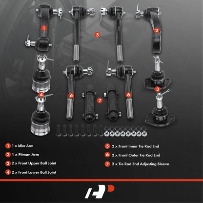Set of 12 Front Pitman Idler Arm Tie Rod for Chevy G10 G20 GMC (14067700, 14069513, 26019775)