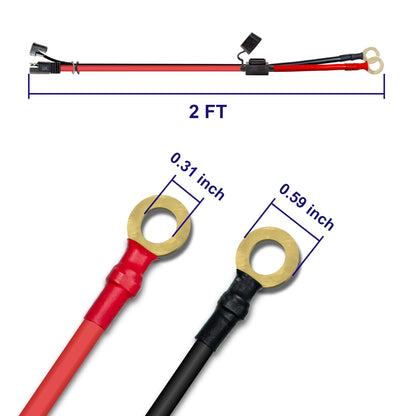 10AWG Charger Cable for Quick Disconnect (2FT, SAE to O Ring Terminal)