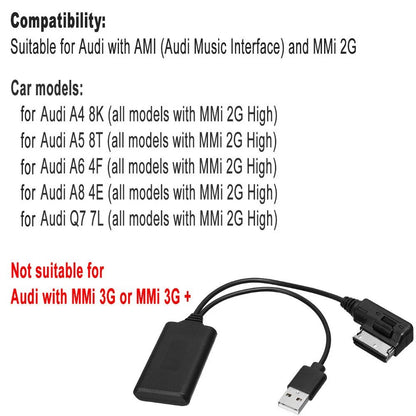 Bluetooth USB AUX In Adapter Cable for Audi Q7 A4 A5 A6 A8