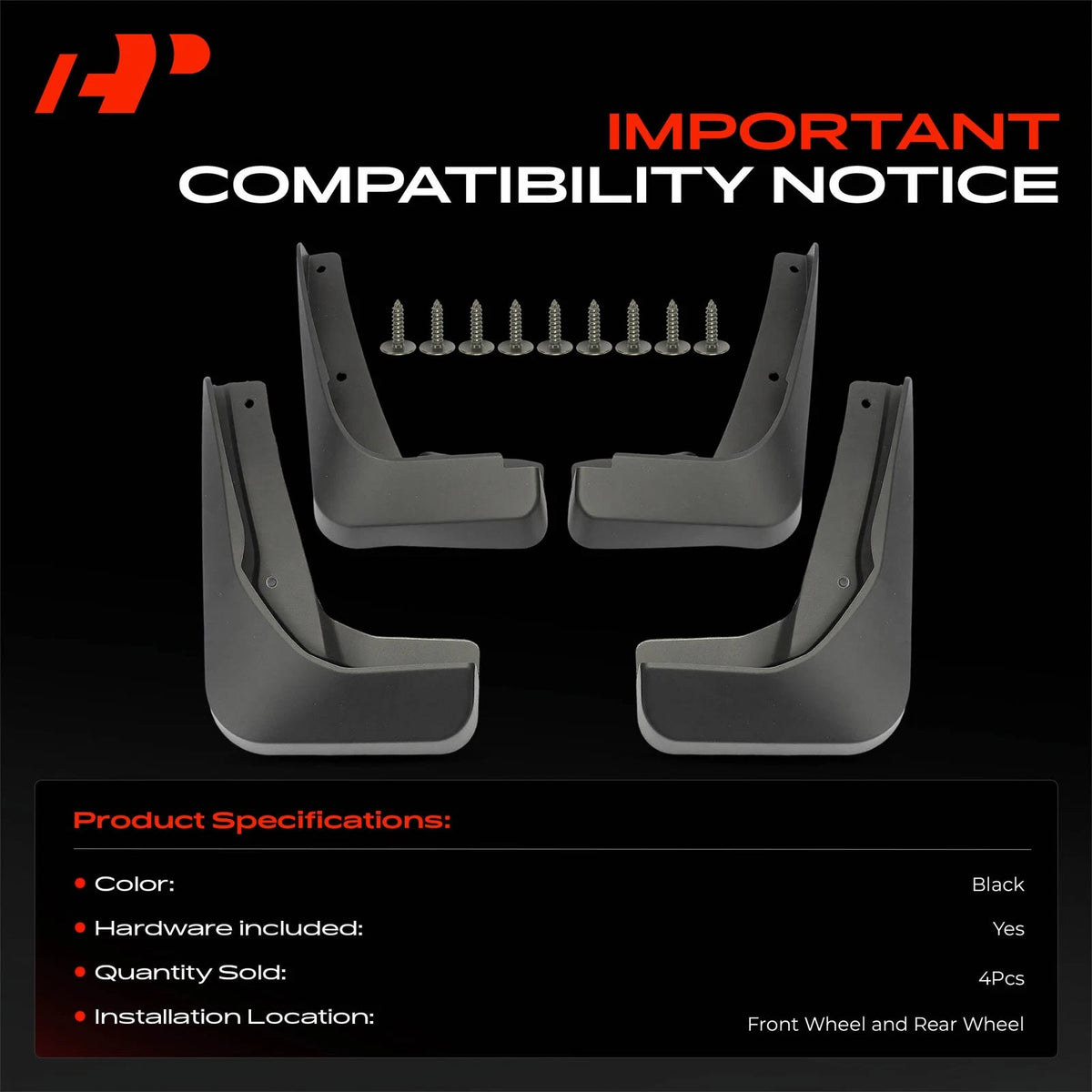 Set of 4 Mud Flaps Splash Guards for Audi A3 Quattro (2015–2019)