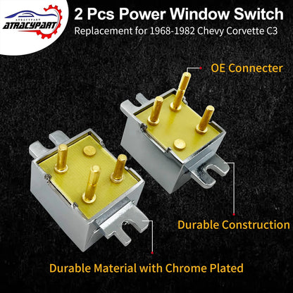 C3 Power Window Switch Pair for Chrome Plated