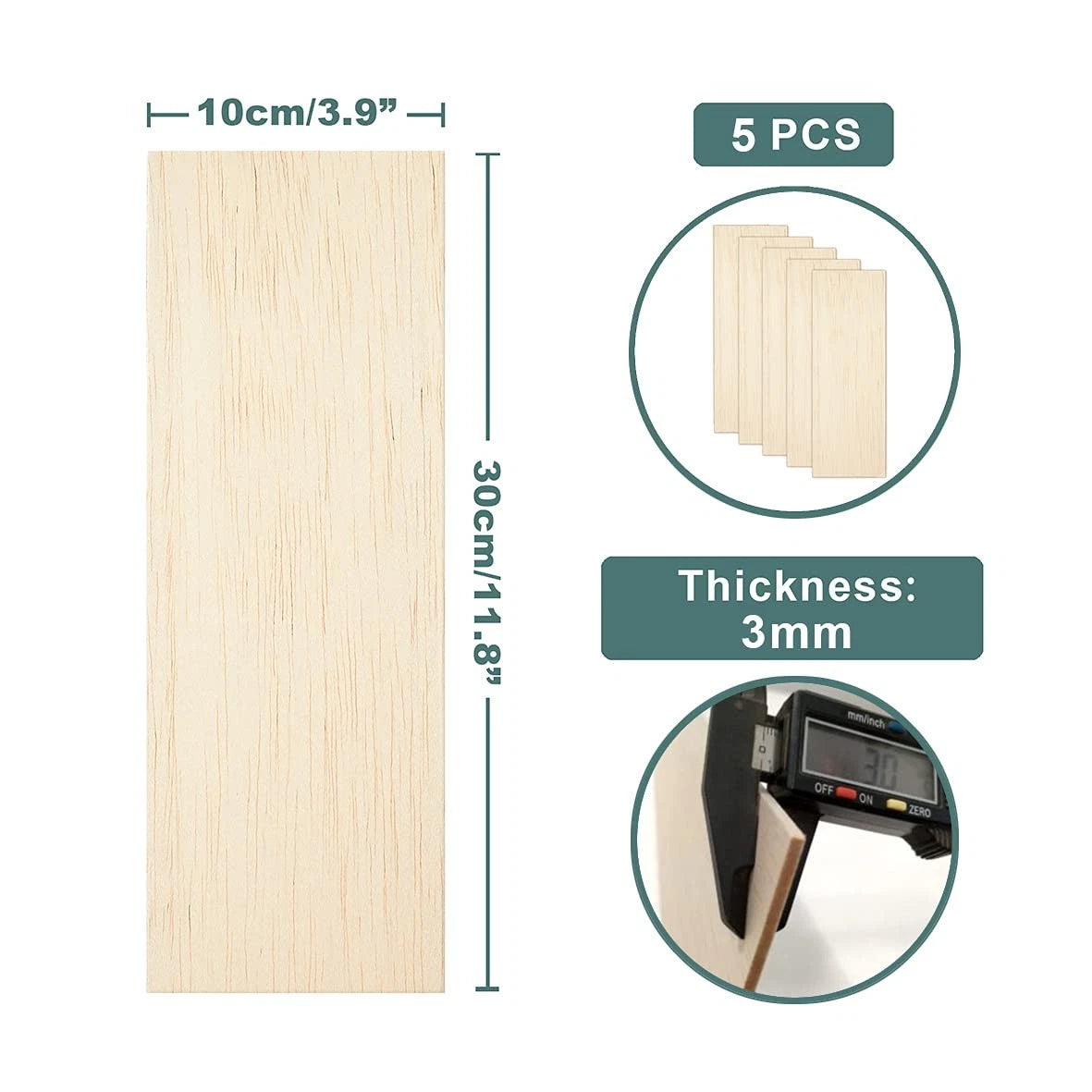 1/8" Balsa Wood Sheets 12" x 4" Unfinished (Crafting, Model Building)