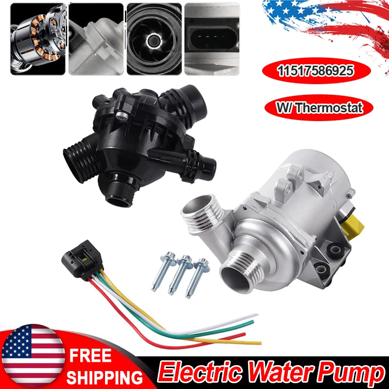 Water Pump with Thermostat & Bolt for BMW 128i 325i 328i 528i 530i X3 (2007–2013)