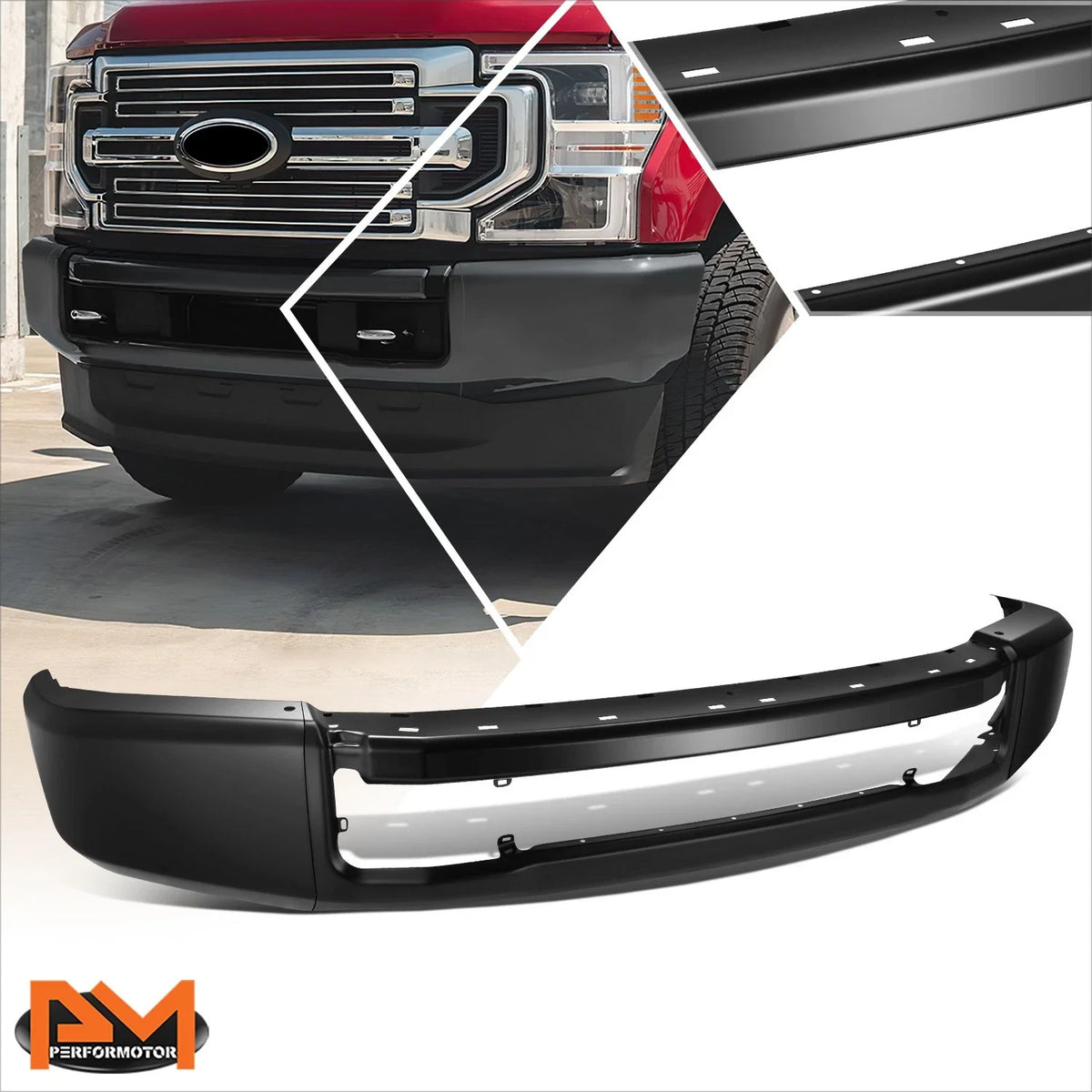 Front Bumper Face Bar for Ford F250 F350 SD SRW (2020–2022) w/o Fog Light Holes Black
