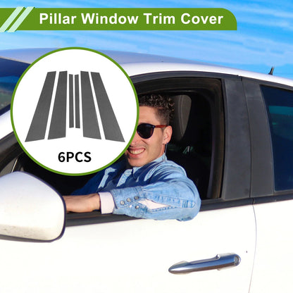 6 Pcs Door Pillar Window Trim for BMW 5-Series (2011–2017) Carbon Fiber Black